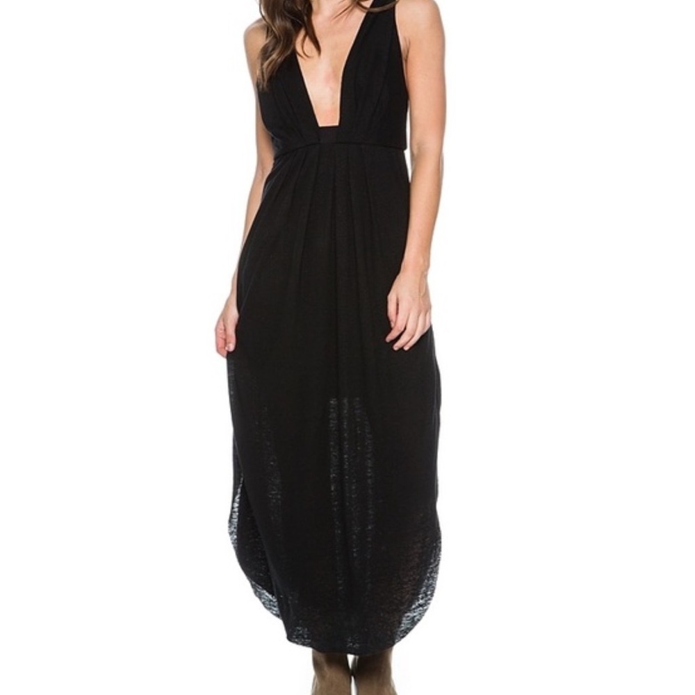 Free People Black Deep V Maxi Dress